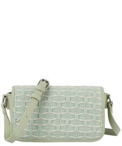 Fashion Honeycomb Flap Crossbody Bag LE0345 MINT